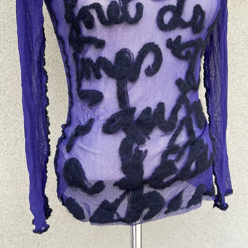 Jean Paul Gaultier F/W 2001 mesh script top - Picture 3 of 5